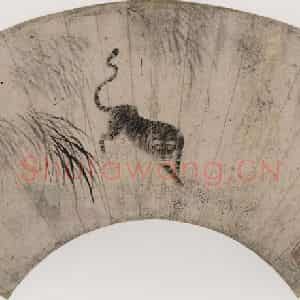 清代 黄友竹《虎图扇面》国画花鸟作品图片鉴赏