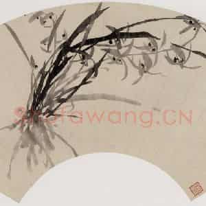清代 张敬修《籣花图团扇面》国画花鸟作品图片鉴赏
