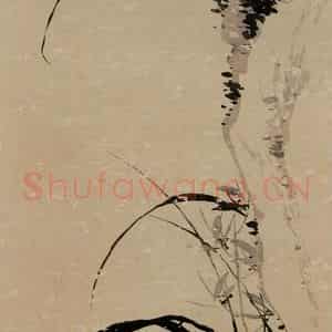 清代 张敬修《籣石灵芝图轴》国画花鸟作品图片鉴赏