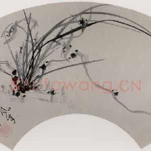 清代 张嘉谟《籣花图扇面》国画花鸟作品图片鉴赏