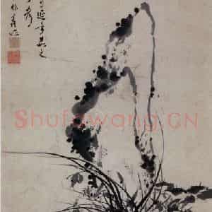 清代 张嘉谟《籣石图轴》国画花鸟作品图片鉴赏