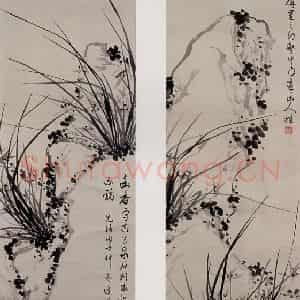 清代 张嘉谟《籣石图屏》国画花鸟作品图片鉴赏