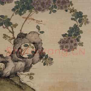 清代 张崇光《花卉石丛图册》国画花鸟作品图片鉴赏