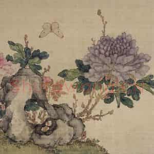 清代 张崇光《花卉石丛图册》国画花鸟作品图片鉴赏