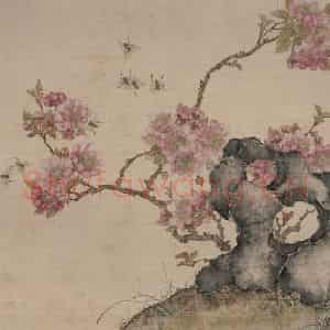 清代 张崇光《花卉石丛图册》国画花鸟作品图片鉴赏