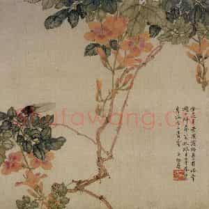 清代 张崇光《花卉草丛图册》国画花鸟作品图片鉴赏