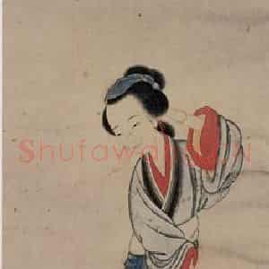 清代 容祖椿《浣纱图轴》国画人物作品图片鉴赏