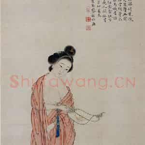 清代 容祖椿《贵妃出浴图轴》国画人物作品图片鉴赏