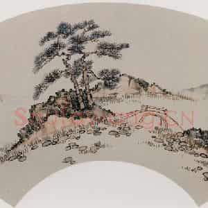 清代 邓尔雅《山水图扇面》国画山水作品图片鉴赏