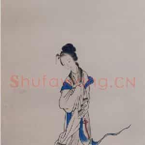 清代 李凤廷《凌波微步图轴》国画人物作品图片鉴赏