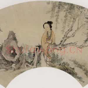 清代 黄少梅《仕女图扇面》国画人物作品图片鉴赏