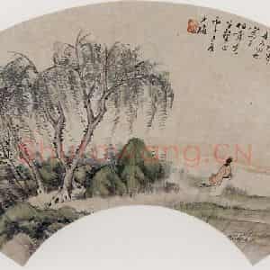 清代 黄少梅《仕女图扇面》国画人物作品图片鉴赏