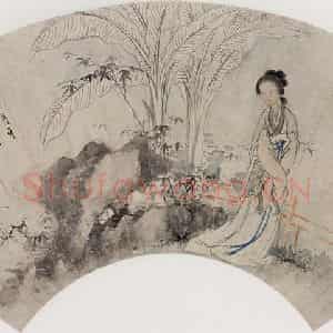 清代 黄少梅《仕女图扇面》国画人物作品图片鉴赏