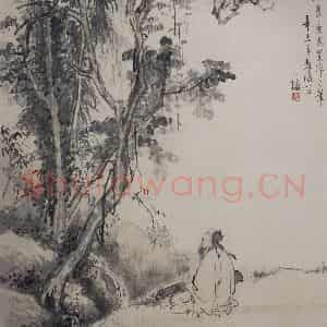 清代 黄少梅《抚琴图轴》国画人物作品图片鉴赏