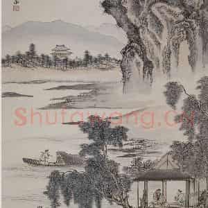 清代 容庚《湖山结夏图轴》国画山水作品图片鉴赏