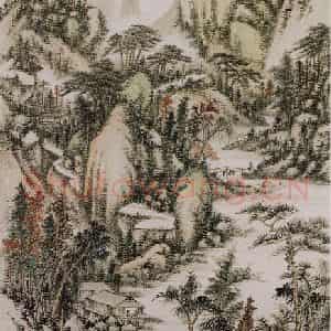 清代 卢子枢《写金幼孜诗意山水图轴》国画山水作品图片鉴赏