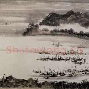 清代 黄般若《蒲台远眺图横幅》国画山水作品图片鉴赏