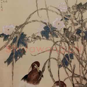 清代 邓白《秋汀野鹭图轴》国画花鸟作品图片鉴赏