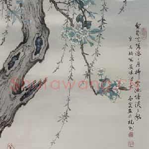 清代 邓白《梨花院落溶溶月图轴》国画花鸟作品图片鉴赏