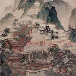 清代 李汛萍《勾心斗角图轴》国画综合作品图片鉴赏