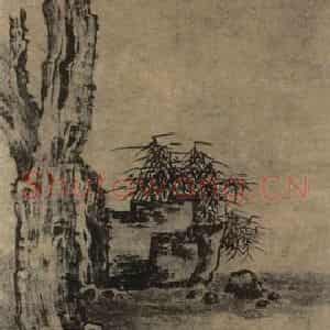 清代 张穆《枯木双马图轴》国画花鸟作品图片鉴赏