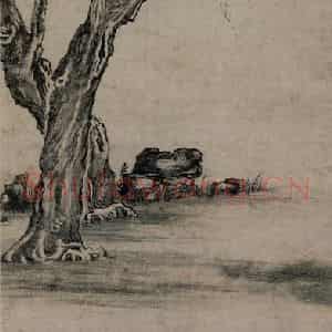 清代 张穆《柳坡憩马图轴》国画花鸟作品图片鉴赏