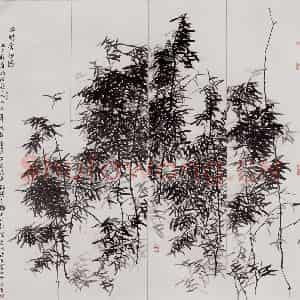 2003年 冯今松《丛竹含幽图》国画花鸟作品图片鉴赏