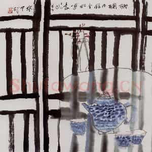 2005年 冯今松《栅栏内外》国画花鸟作品图片鉴赏
