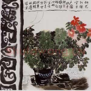 2005年 冯今松《斜光到晓穿朱户》国画花鸟作品图片鉴赏