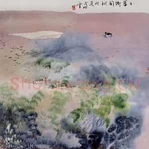 1998年 冯今松《日暮乡关何处是》国画山水作品图片鉴赏