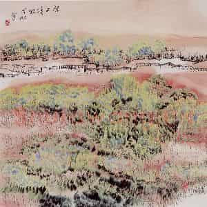 1989年 冯今松《原上清秋》国画山水作品图片鉴赏