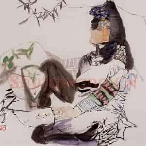 1986年 冯今松《伴鱼图》国画人物作品图片鉴赏