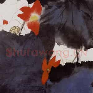 1997年 冯今松《红莲赋》国画花鸟作品图片鉴赏