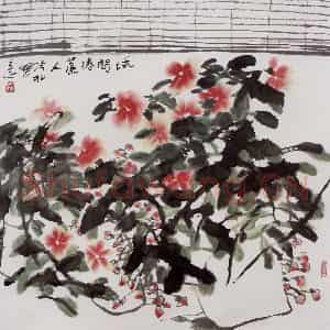 2004年 冯今松《试问卷帘人》国画花鸟作品图片鉴赏