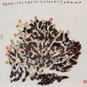 2003年 冯今松《仙姝献寿图》国画花鸟作品图片鉴赏