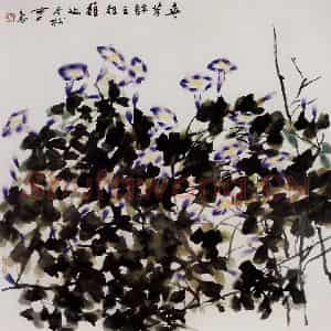 2003年 冯今松《寻芳群立短篱边》国画花鸟作品图片鉴赏