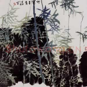 2003年 冯今松《竹叶青青》国画花鸟作品图片鉴赏