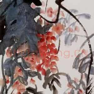 1989年 冯今松《紫藤》国画花鸟作品图片鉴赏