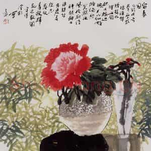 2000年 冯今松《留春图》国画花鸟作品图片鉴赏