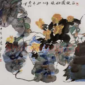 2001年 冯今松《正故园秋晚》国画花鸟作品图片鉴赏