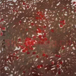 1995年 冯今松《挂珠》国画花鸟作品图片鉴赏