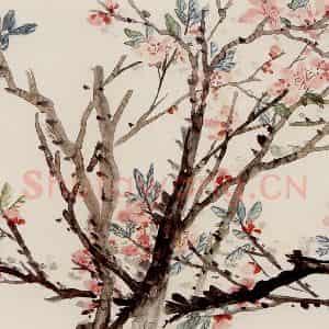 吴昌硕《桃花》国画花鸟作品图片鉴赏