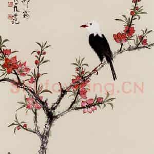 谢稚柳《枝上白头》国画花鸟作品图片鉴赏