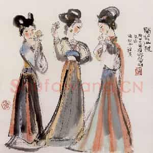 程十发《阅苑仙踪》国画人物作品图片鉴赏