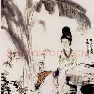刘旦宅《漱玉词意图》国画人物作品图片鉴赏