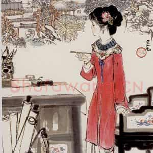 刘旦宅《金陵十二钗十二屏》国画人物作品图片鉴赏
