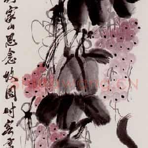 齐白石《葡萄松鼠》国画花鸟作品图片鉴赏