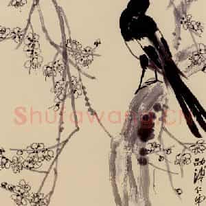 齐白石《喜上眉梢》国画花鸟作品图片鉴赏
