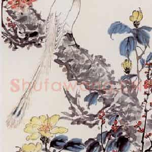 黄宾虹《迎春》国画花鸟作品图片鉴赏