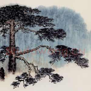 钱松岩《迎客松》国画花鸟作品图片鉴赏
